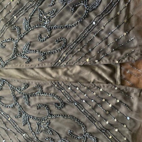 Slate Grey Beaded Gown Size 12 Pisarro - Picture 4 of 9